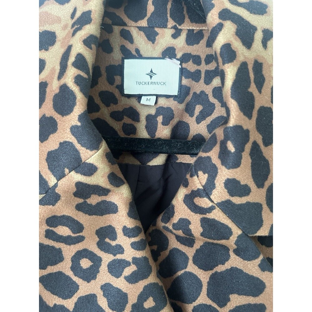 Tuckernuck Leopard Print Double Breasted Coat Womens Medium Peacoat EUC - Picture 5 of 8